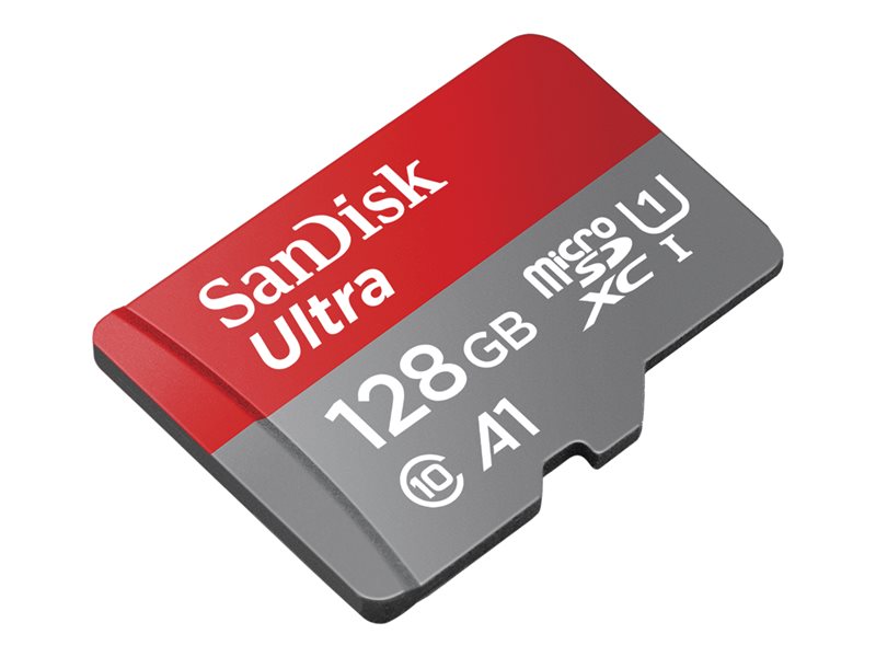 SanDisk Ultra - Tarjeta de memoria flash (adaptador microSDXC a SD incluido) - 128 GB - A1 / UHS-I U1 / Class10 - microSDXC UHS-I (SDSQUA4-128G-GN6IA)