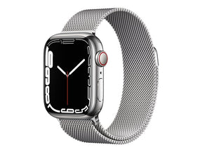 Apple Watch Series 7 GPS + Cellular, 41mm Silver Stainless Steel Case with Silver Milanese Loop