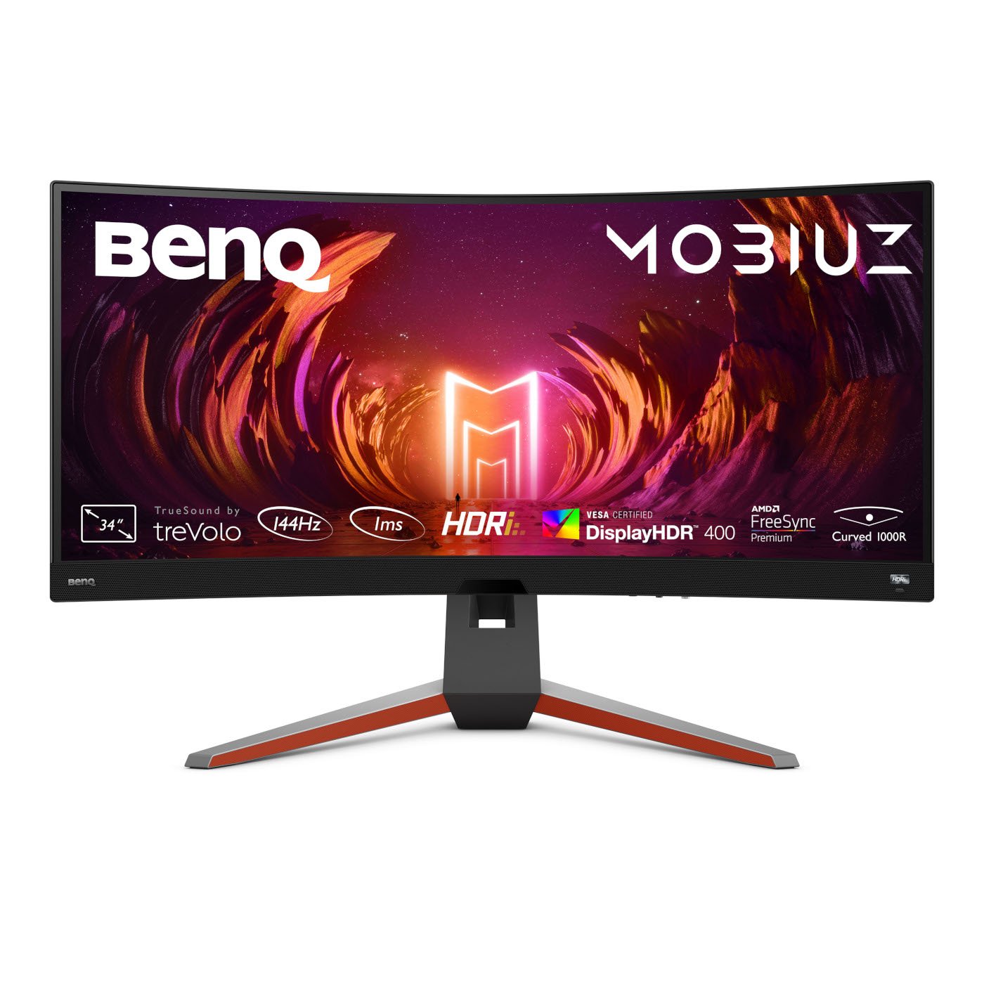 BenQ Mobiuz EX3410R - LED Display - curved - 34" - 3440 x 1440 UWQHD @ 144 Hz - VA - 350 cd/m² - 3000:1 - DisplayHDR 400 - 1 ms - 2xHDMI, DisplayPort - speakers with subwoofer