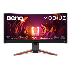 BenQ Mobiuz EX3410R - Monitor LED - curvo - 34" - 3440 x 1440 UWQHD @ 144 Hz - VA - 350 cd/m² - 3000:1 - DisplayHDR 400 - 1 ms - 2xHDMI, DisplayPort - altifalantes com subwoofer