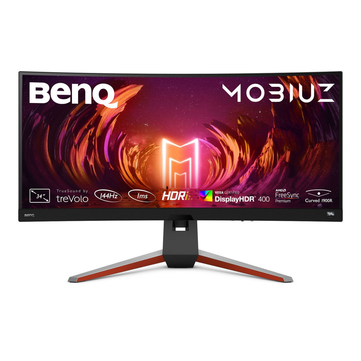 BenQ Mobiuz EX3415R - LCD Monitor - Curved - 34" - 3440 x 1440 UWQHD @ 144Hz - IPS - 1000:1 - 1ms - 2xHDMI, DisplayPort - Gray
