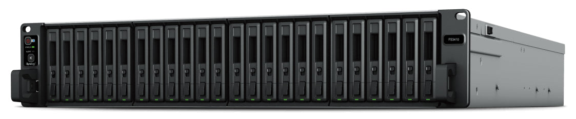 Synology FlashStation FS3410 - NAS Server - 24 bays - 108 TB - rack mountable - RAID (hard disk expansion) 0, 1, 5, 6, 10, JBOD, RAID F1 - RAM 16 GB - 10 Gigabit Ethernet - iSCSI support - 2U