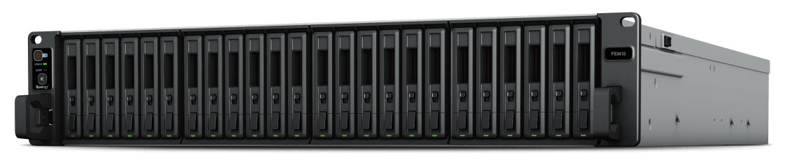 Synology FlashStation FS3410 - Servidor NAS - 24 baias - 108 TB - montável em bastidor - RAID (expansão de disco rígido) 0, 1, 5, 6, 10, JBOD, RAID F1 - RAM 16 GB - 10 Gigabit Ethernet - iSCSI assistência - 2U