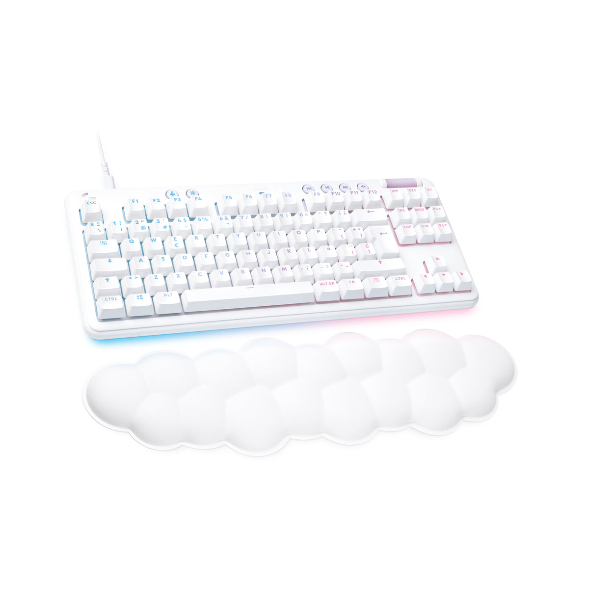 Logitech G G713 - Teclado - sem teclado numérico - luz traseira - USB - QWERTY - Espanhol - interruptor: Tactile - branco