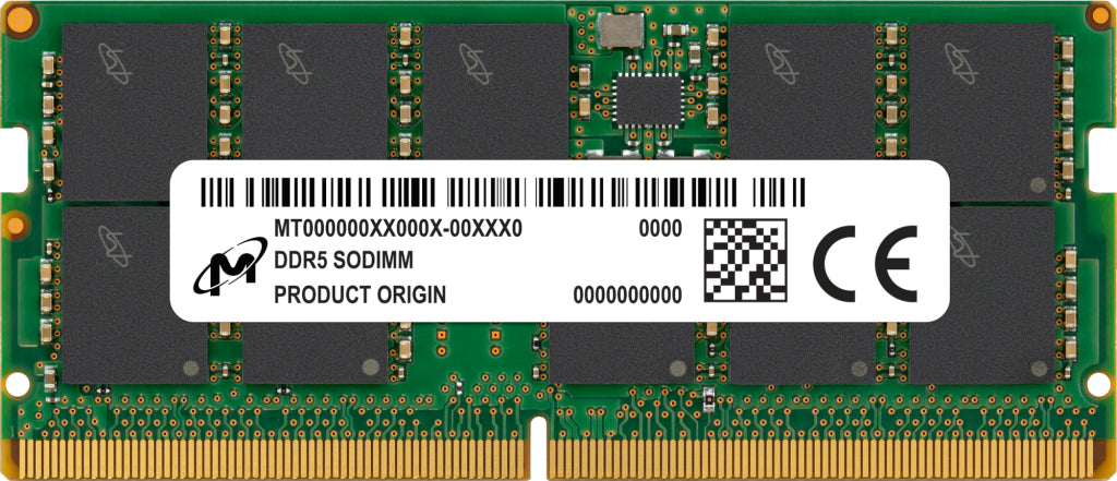 Micron - DDR5 - module - 16 GB - 262-pin SO DIMM - 4800 MHz / PC5-38400 - CL40 - 1.1 V - unbuffered - ECC