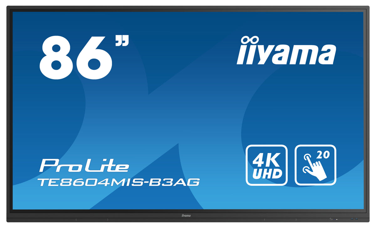 iiyama ProLite TE8604MIS-B3AG - 86" Diagonal Class (85.6" viewable) LCD display with LED backlight - Interactive digital signage - with touchscreen - Android - 4K UHD (2160p) 3840 x 2160 - Direct LED - black, matte