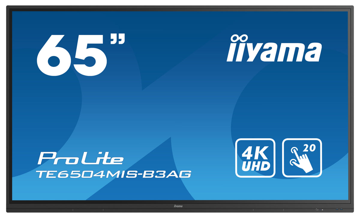 iiyama ProLite TE6504MIS-B3AG - 65" Diagonal Class (64.5" viewable) LCD display with LED backlight - Interactive digital signage - with touchscreen - Android - 4K UHD (2160p) 3840 x 2160 - Direct LED - black, matte