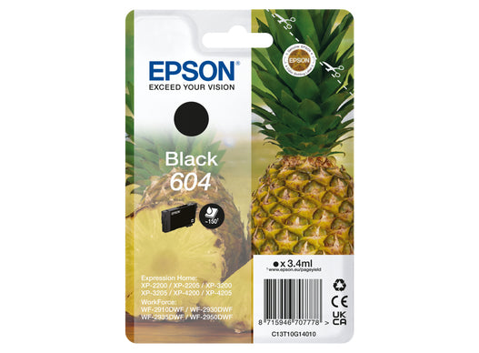 EPSON INK CARTRIDGE BLACK 604 XP2200/05/ 3200/05/ 4200/05/ WF2910/30/ 35/ 50