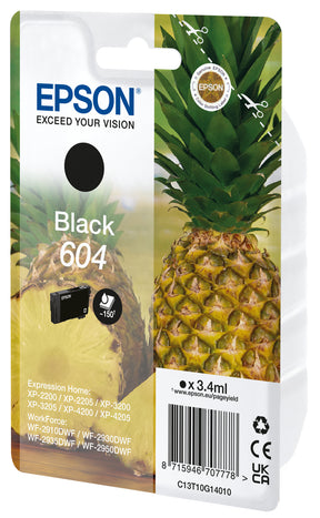 TINTA NEGRA EPSON 604 XP2200/05/3200/05/4200/05/WF2910/30/35/50