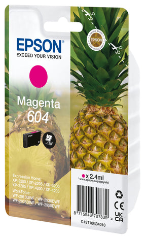 EPSON MAGENTA INK 604 XP2200/05/3200/05/4200/05/WF2910/30/35/50