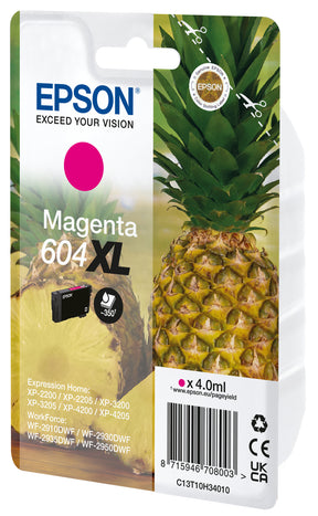 TINTA EPSON MAGENTA 604XL XP2200/05/3200/05/4200/05/WF2910/30/35/50