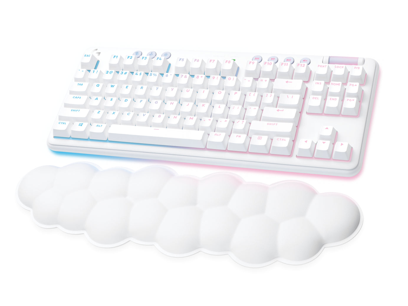 Logitech G G715 - Teclado - sem teclado numérico - luz traseira - Bluetooth, LIGHTSPEED - QWERTY - Padrão internacional americano - interruptor: Linear - branco