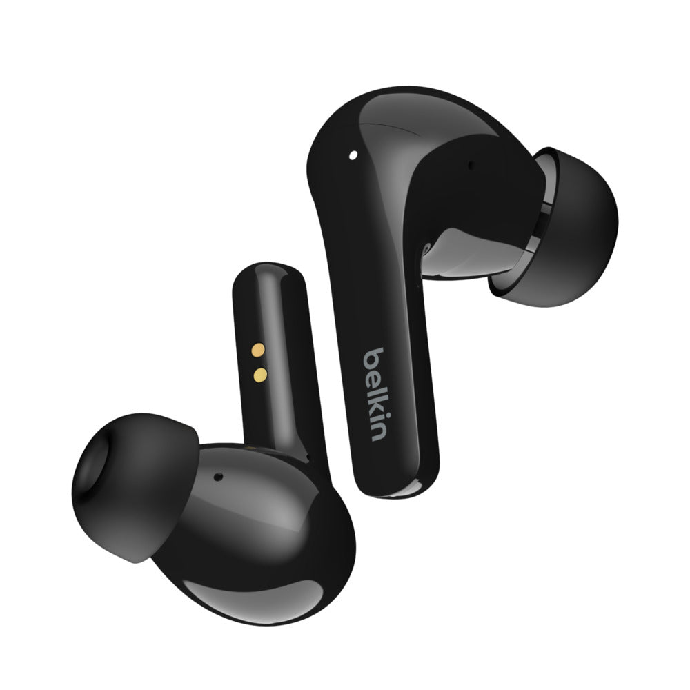 Belkin SoundForm Flow - Wireless Headphones with microphone - in-ear - bluetooth - active noise canceling - black - for Apple iPhone 12, 13, Samsung Galaxy Note20, S20, S21, S21 5G, S21+ 5G, Z Flip3 5G