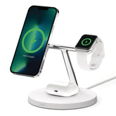 Belkin BOOST CHARGE PRO - Base de carregamento sem fios - com MagSafe + adaptador de energia AC - 15 Watt - Fast Charge - branco - para Apple AirPods, AirPods Pro, iPhone 12, 13, Watch Series 4, Series 5, Series 6, Series 7