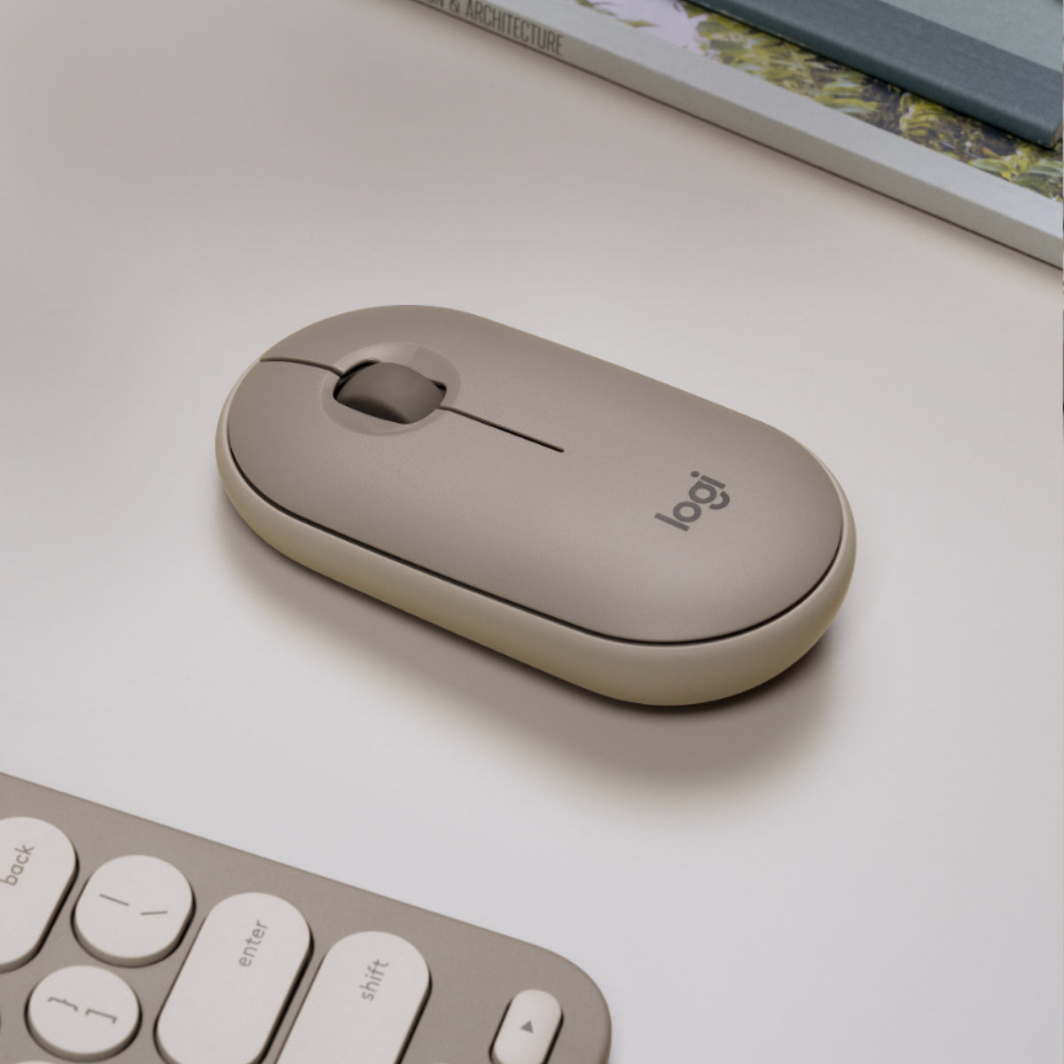 Logitech Pebble M350 - Ratón - óptico - 3 botones - inalámbrico - Bluetooth - receptor inalámbrico USB - arena