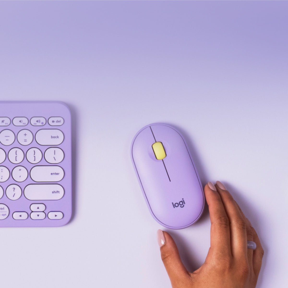 Logitech Pebble M350 - Mouse - optical - 3 buttons - wireless - Bluetooth - USB wireless receiver - lavender lemonade