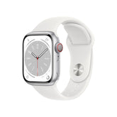 APPLE WATCH SERIES 8 GPS+CELLULAR 41MM SILVER ALUMINUM CASE WITH WHITE SPORT BA