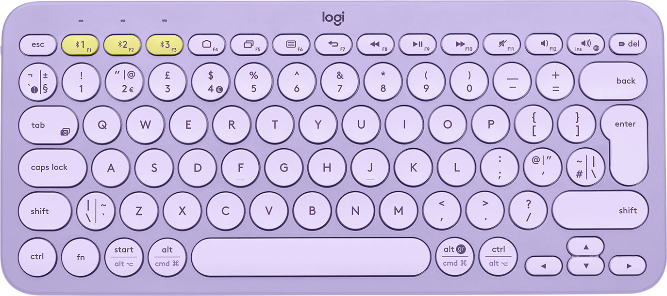 Logitech K380 Multi-Device Bluetooth Keyboard - Keyboard - Wireless - Bluetooth 3.0 - QWERTY - United Kingdom - Lavender Lemonade