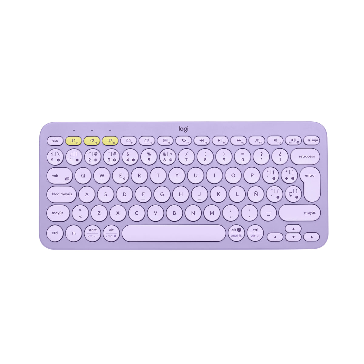 Logitech K380 Multi-Device Bluetooth Keyboard - Keyboard - wireless - Bluetooth 3.0 - QWERTY - Spanish - lavender lemonade