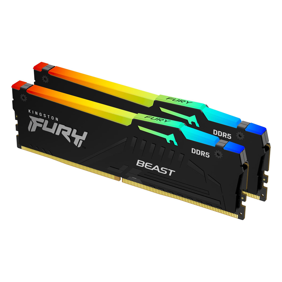 Kingston FURY Beast RGB - DDR5 - kit - 32 GB: 2 x 16 GB - DIMM de 288 pines - 6000 MHz / PC5-48000 - CL36 - 1,35 V - sin búfer - ECC integrado