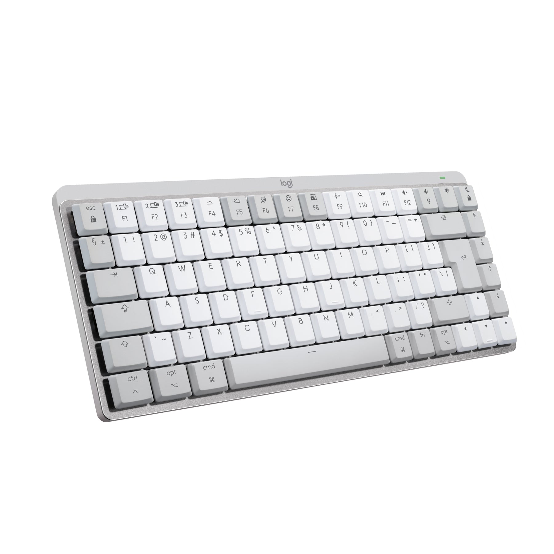 Logitech Master Series MX Mechanical Mini para Mac - Teclado - Retroiluminación - Inalámbrico - Bluetooth LE - QWERTY - Estándar internacional de EE. UU. - Interruptor: Silencioso táctil - Gris pálido