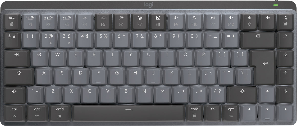 Logitech Master Series MX Mechanical Mini for Mac - Keyboard - Backlit - Wireless - Bluetooth LE - QWERTY - UK - Switch: Tactile Quiet - Space Gray