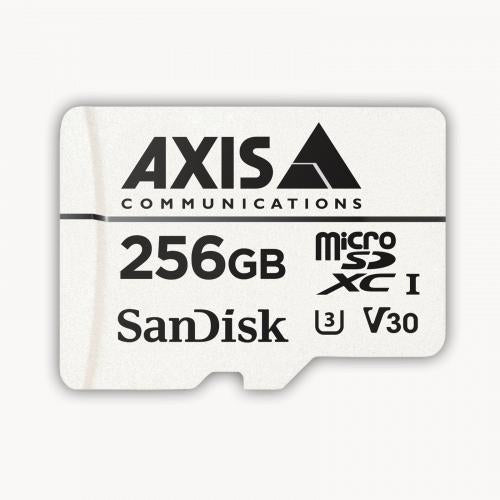 AXIS Surveillance - Flash memory card (microSDXC to SD Adapter Included) - 256 GB - Video Class V30 / UHS Class 3 / Class10 - microSDXC - white (pack of 10) - for AXIS M3085, M3086, M4308, M5075, P3818, Q1656 , Q1715, Q1942, Q3538, Q6100