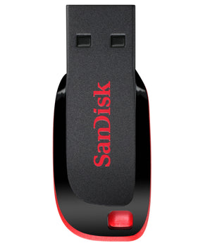 SanDisk Cruzer Blade - USB Flash Drive - 32 GB - USB 2.0 - Red, Smooth Black