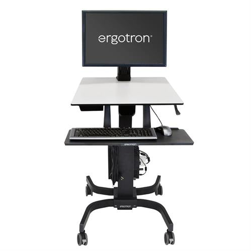 Ergotron WorkFit-C Single HD - Estación de trabajo para trabajar sentado/de pie - móvil - rectangular - gris - base negra