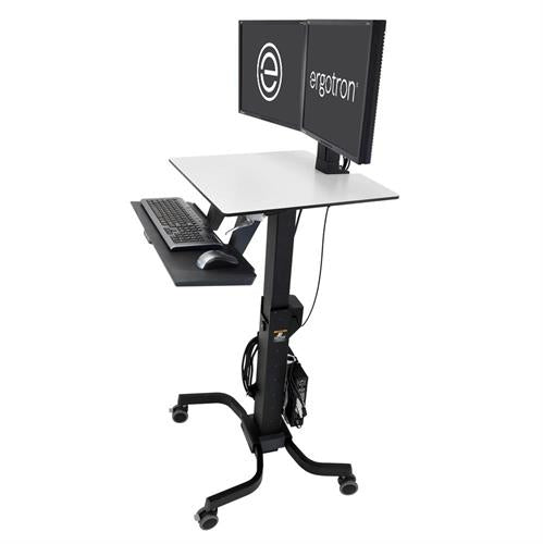 Ergotron WorkFit-C Dual - Estación de trabajo para trabajar sentado/de pie - móvil - rectangular - gris - base negra