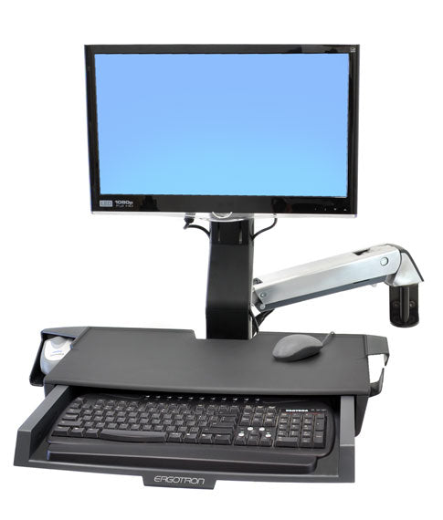 Ergotron StyleView - Mounting Kit (wrist rest, rail mounting bracket kit, sliding mouse tray, height adjustment stand, barcode scanner and mouse mount, combo arm, tabbed work surface