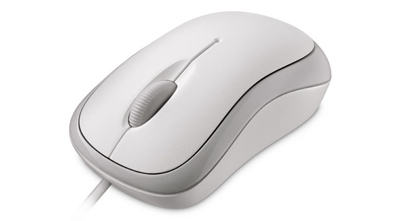 Microsoft Basic Optical Mouse for Business - Rato - destros e canhotos - óptico - 3 botões - com cabo - PS/2, USB - branco