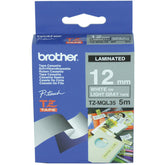 Brother TZe-MQL35 - Mate - Blanco sobre gris claro - Rollo (1,2 cm x 5 m) 1 cassette(s) cinta laminada - para Brother PT-D210, D600, H110, P-Touch PT-1005, 1010, D450 , D800 , H110, P300, P900, P950