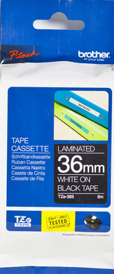 Brother TZe-365 - Branco no preto - Rolo (3,6 cm x 8 m) 1 cassete(s) fita laminada - para P-Touch PT-3600, 530, 9200, 9400, 9500, 9600, 9700, 9800, P900, P950, P-Touch R RL-700