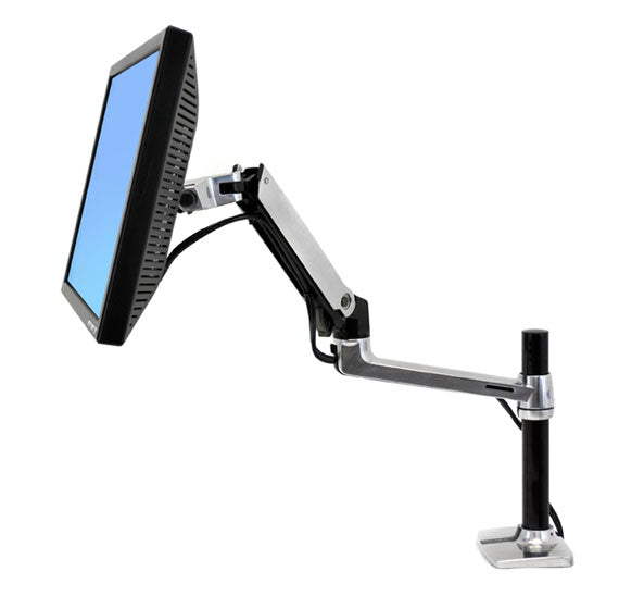 Ergotron LX - Kit de montaje (soporte de clip para escritorio, brazo de extensión, base de montaje con ojal, brazo de monitor, poste alto) - Para pantalla LCD - Aluminio pulido - Tamaño de pantalla: hasta 34"