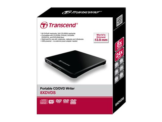DVD+/-RW TRANSCEND 8x Externo Extra Slim (13.9mm) Black USB