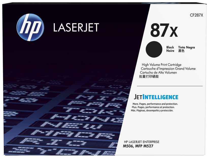 HP 87X - Alto rendimiento - Negro - Genuino - LaserJet - Cartucho de tóner (CF287X) - para LaserJet Managed E50045, LaserJet Managed Flow MFP E52545