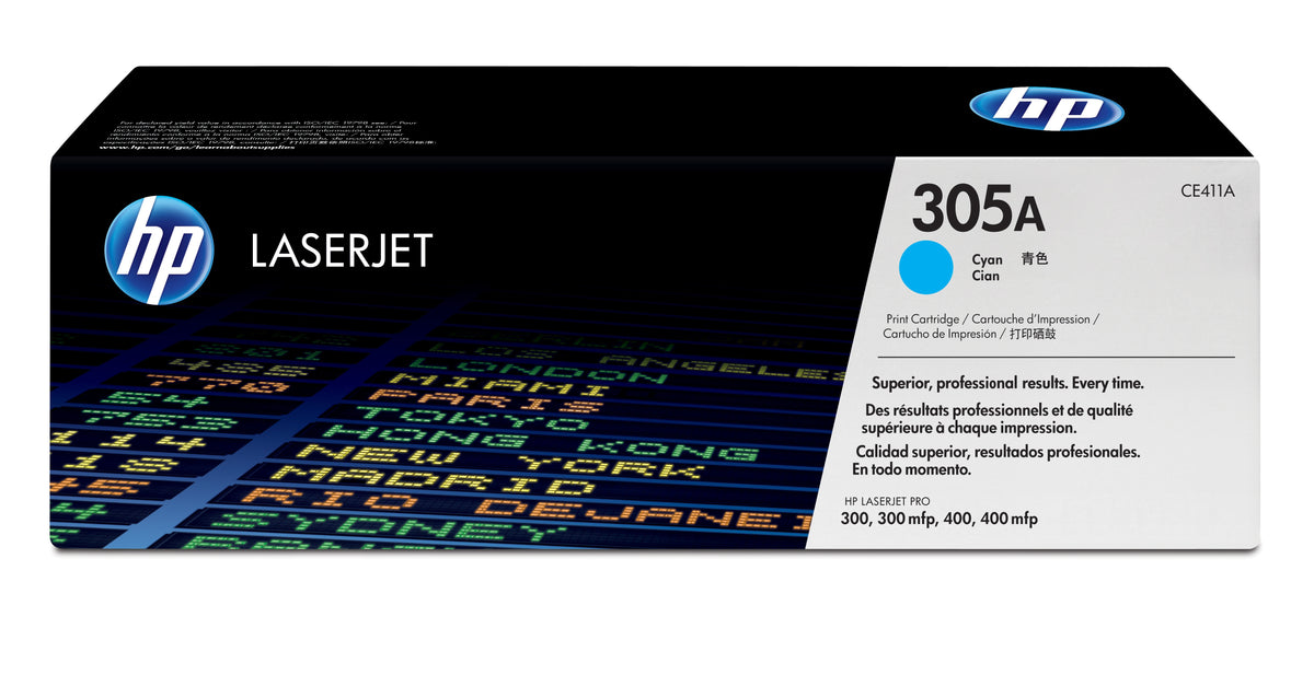 HP 305A - Cyan Blue - Original - LaserJet - Toner Cartridge (CE411A) - for LaserJet Pro 300 color MFP M351a, 300 color MFP M375nw, 400 color M451, 400 color MFP M475