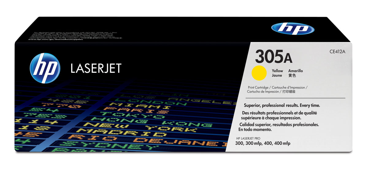 HP 305A - Yellow - Original - LaserJet - Toner Cartridge (CE412A) - for LaserJet Pro 300 color MFP M351a, 300 color MFP M375nw, 400 color M451, 400 color MFP M475