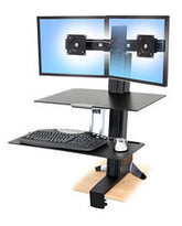 Ergotron WorkFit-S Dual Workstation - Conversor de secretária de pé - rectângular - alumínio, plástico de elevado grau - preto