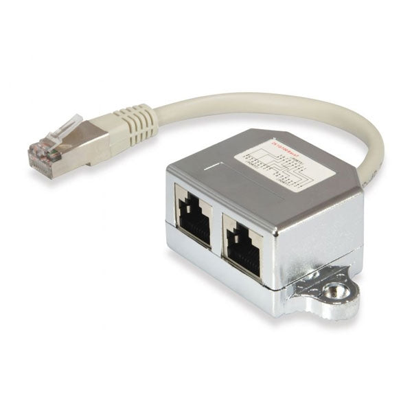 EQUIP RJ45 SPLITTER 8P8C PLUG> 2 X 8P4C JACK SHIELDED 15CM CABLE