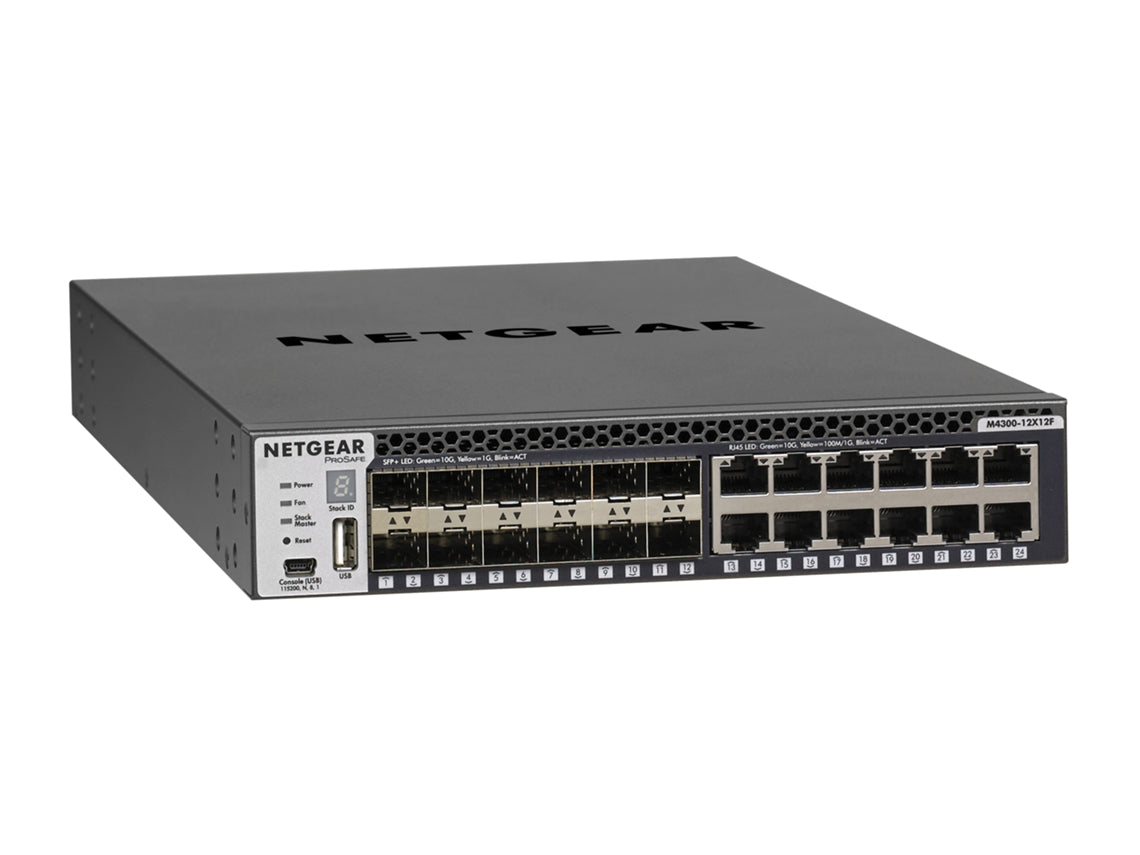 NETGEAR M4300-12X12F - Switch - L3 - Managed - 12 x 10/100/1000/10000 + 12 x 10 Gigabit SFP+ - front to back airflow - rail mountable