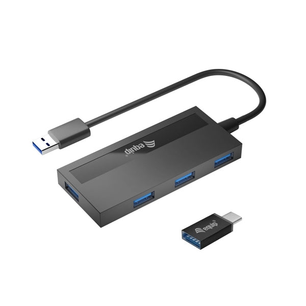 EQUIP LIFE HUB USB 3.0 4 PORTS W/ USB-C BLACK ADAPTER