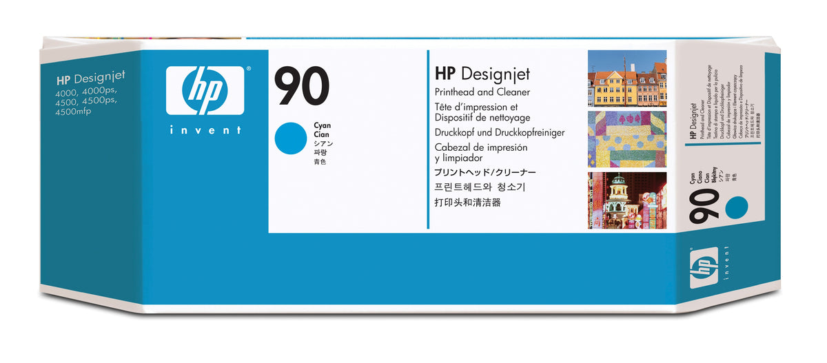 HP 90 - Azul cyan - cabeçote de impressora com limpador - para DesignJet 4000, 4000ps, 4020, 4020ps, 4500, 4500mfp, 4500ps, 4520, 4520 HD-MFP, 4520ps