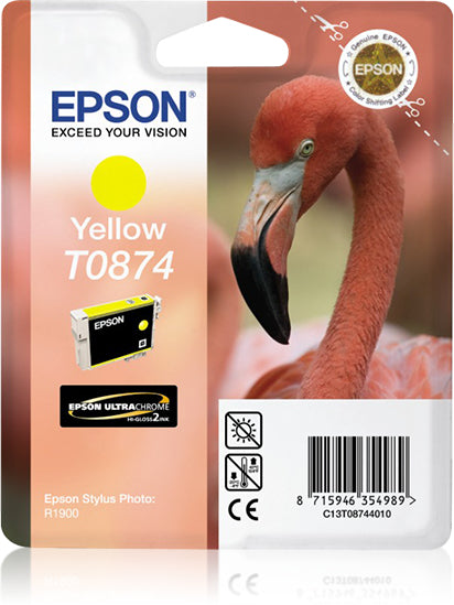 Epson T0874 - 11.4 ml - yellow - original - blister - ink cartridge - for Stylus Photo R1900