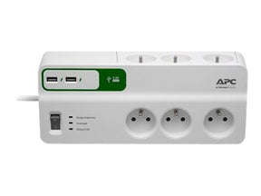 APC SurgeArrest Essential - Protector contra picos de corrente - AC 230 V - 2300 Watt - conectores de saída: 6 - Bélgica, França - branco (PM6U-FR)