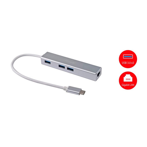 EQUIP LIFE HUB USB-C TO 3-PORT USB 3.0 HUBS WITH GIGABIT ADAPTER
