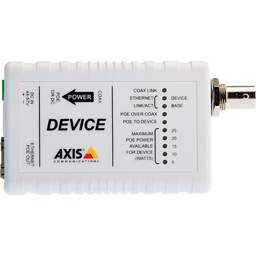 AXIS T8642 Ethernet Over Coax Device Unit PoE+ - Conversor de mídia - 100Mb LAN - durante Coax - 10Base-T, 100Base-TX - RJ-45 / BNC - para AXIS P1346, P1346-E, P5534, P5534-E