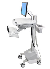 Ergotron StyleView EMR Cart with LCD Arm, LiFe Powered - Carrinho - para ecrã LCD/equipamento PC - plástico, alumínio, aço revestido de zinco - cinza, branco, alumínio polido - tamanho de tela: até 22" - Compatível com TAA