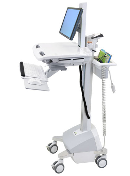 Ergotron StyleView - Trolley - for LCD screen/PC equipment - LiFe powered, EU - medical - plastic, aluminum, zinc-coated steel - gray, white, polished aluminum - screen size: up to 22"